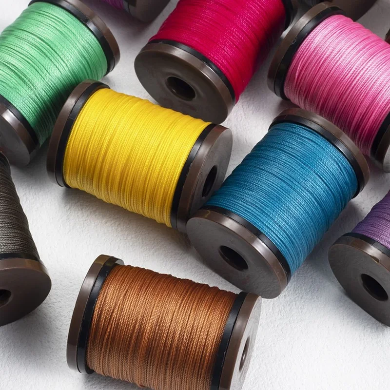 New 0.6mm Round Waxed Thread for Leather Craft Sewing Polyester Cord Wax Coated Strings Braided Wallet Saddle DIY Accessories