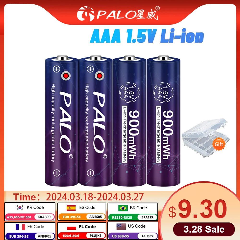 AAA 1.5v Li-ion Rechargeable Battery 900mWh 1.5V AAA Lithium Rechargeable Battery AAA 1.5V Batteries for Remote Control