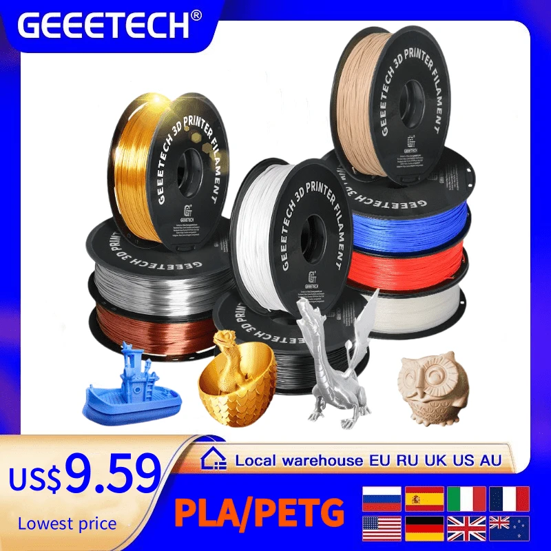 Geeetech 3d Filament  PLA PETG ABS 1kg 1.75mm 3d Printer Filament ,Tangle-Free, 3D Printer Consumables, 1kg Spool, Silk, wood