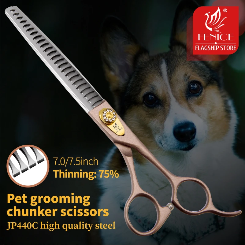Fenice Professional JP440c 7.0 inch 7.5 inch High-end Pet dog Grooming Scissors thinning shears Thinning rate about 75%