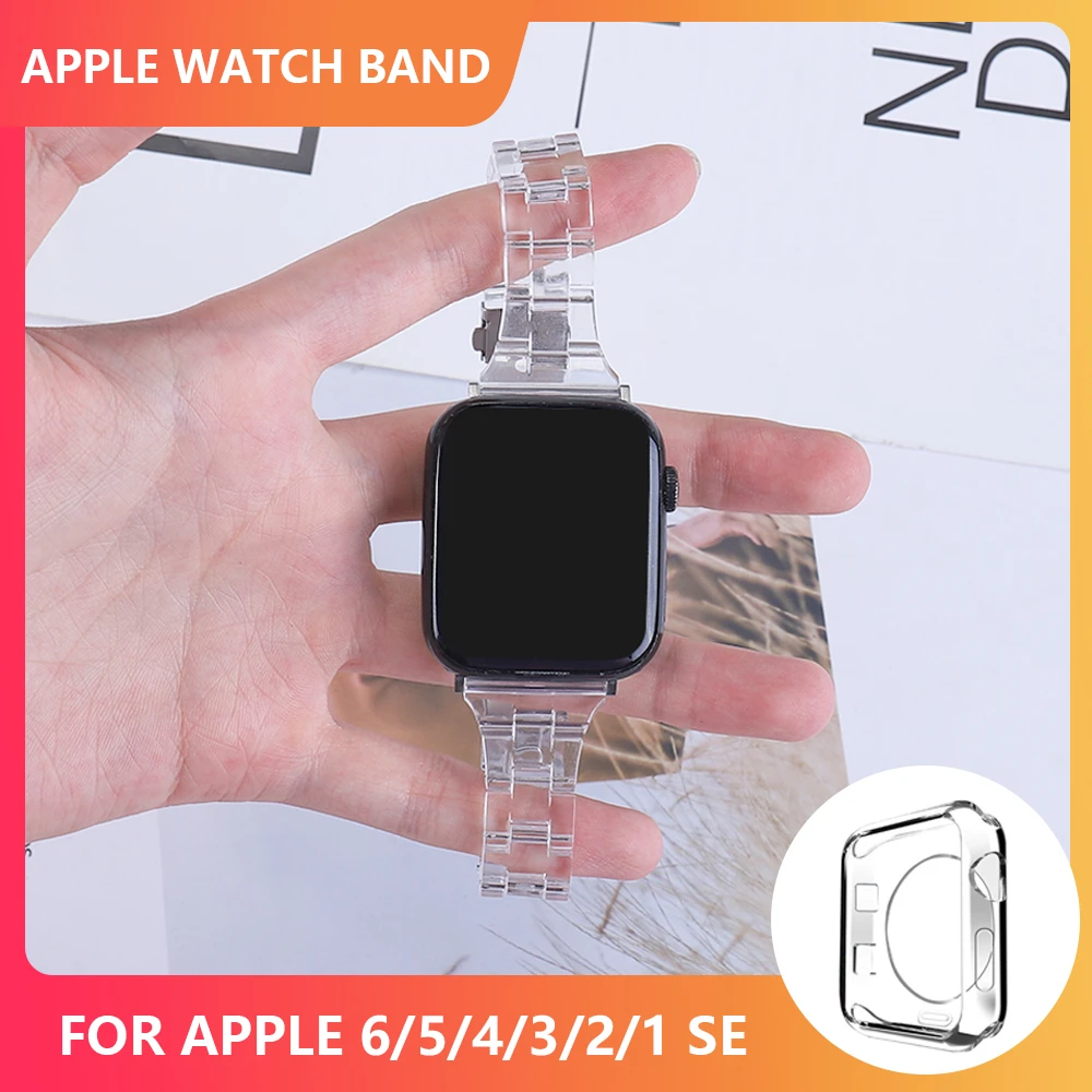 Slim Transparent Jelly Band For Apple Watch 44mm 40mm Series Se/654 Clear Strap on Smart Iwatch 123 38mm 42mm Bracelet Watchband