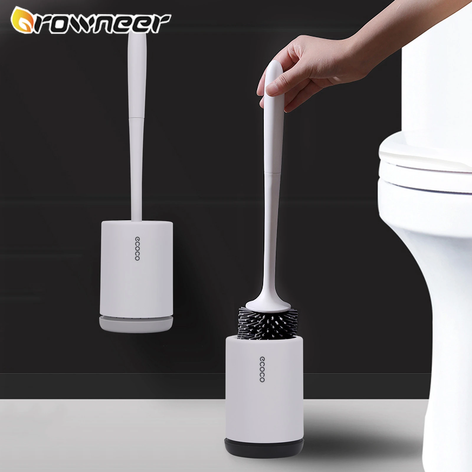 Rubber Head Toilet Brush Soft Non-slip TPR Cleaning Brush White Wall Hanging Floor Super Decontamination Bathroom Cleaning Tool