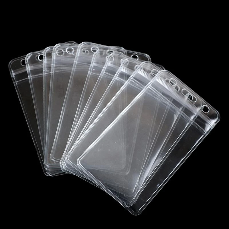 New 10Pcs/lot Vertical Transparent Vinyl Plastic Clears ID Card Bag Case Badge Holder Accessories
