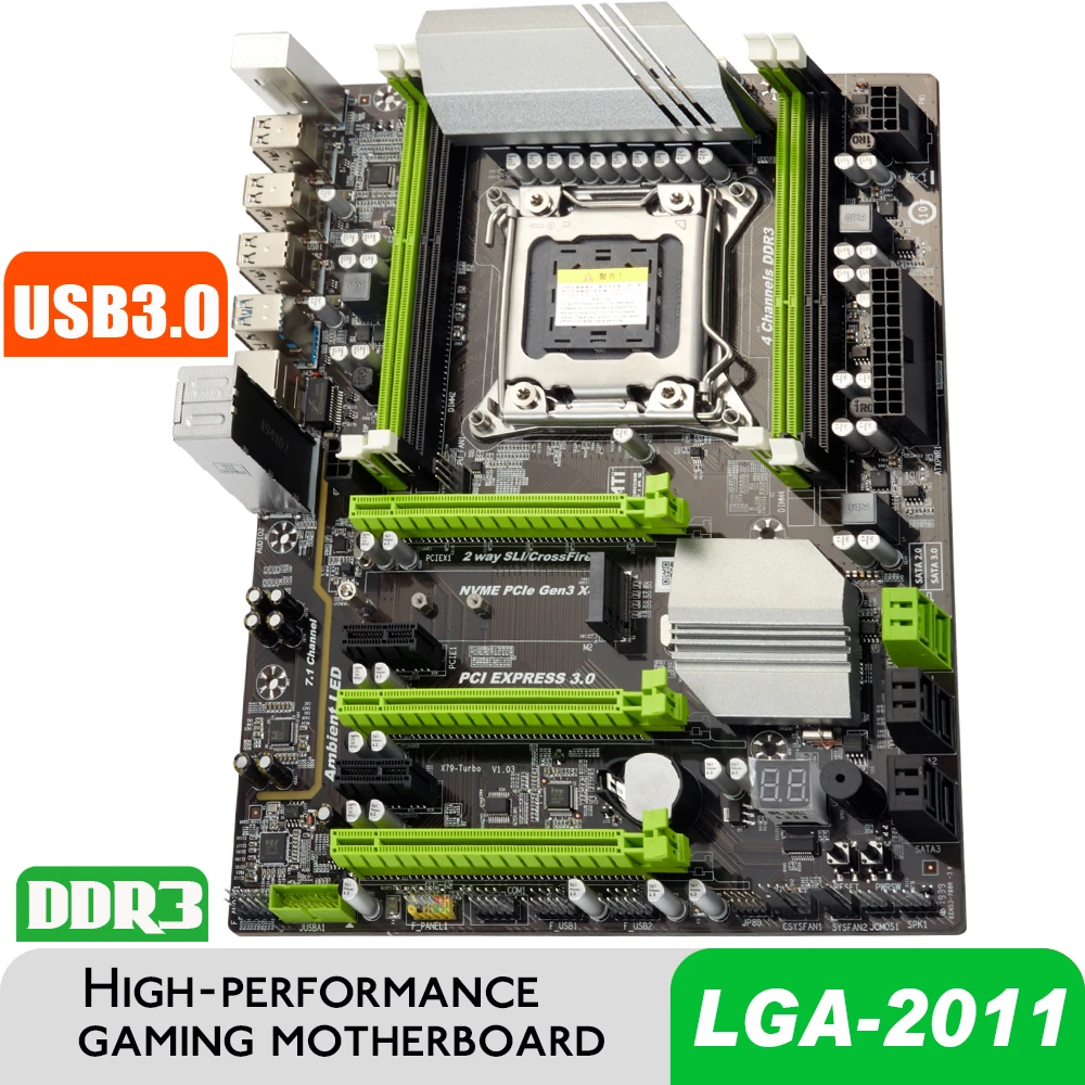 Atermiter X79 Turbo Motherboard  LGA2011 ATX USB2.0 SATA3 PCI-E NVME M.2 SSD Support REG ECC Memory And Xeon E5 Processor