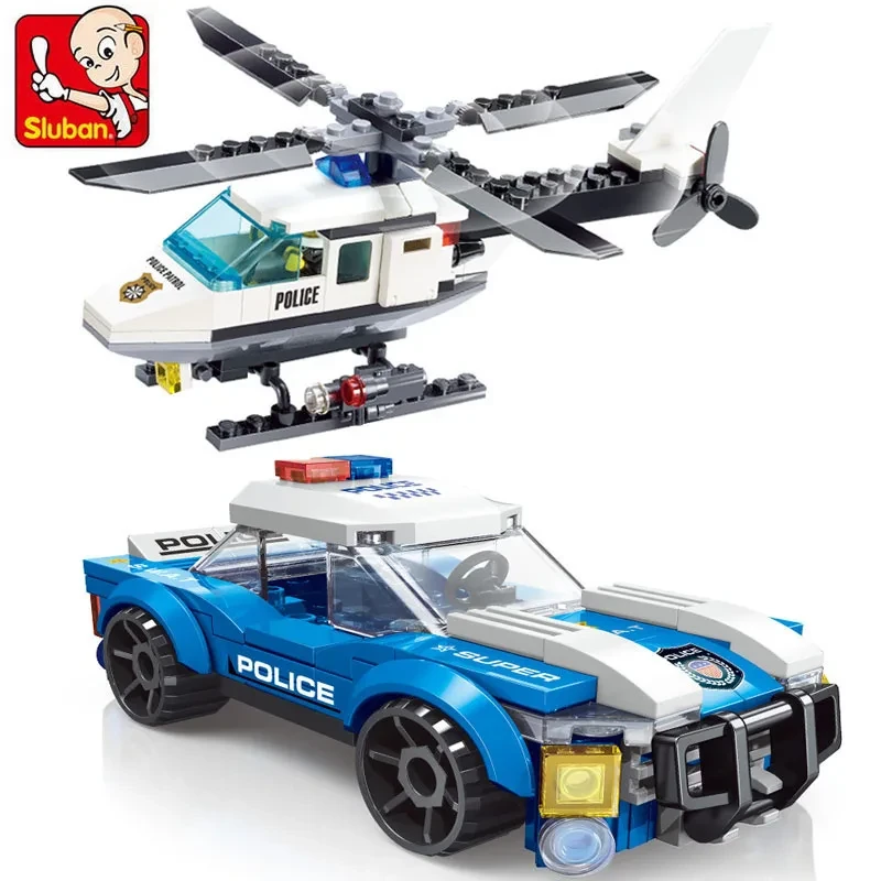 City Patrol Police Motorcycle Car Pursuit Prisoners Model Building Blocks Enlighten Action Figure Toys For Children