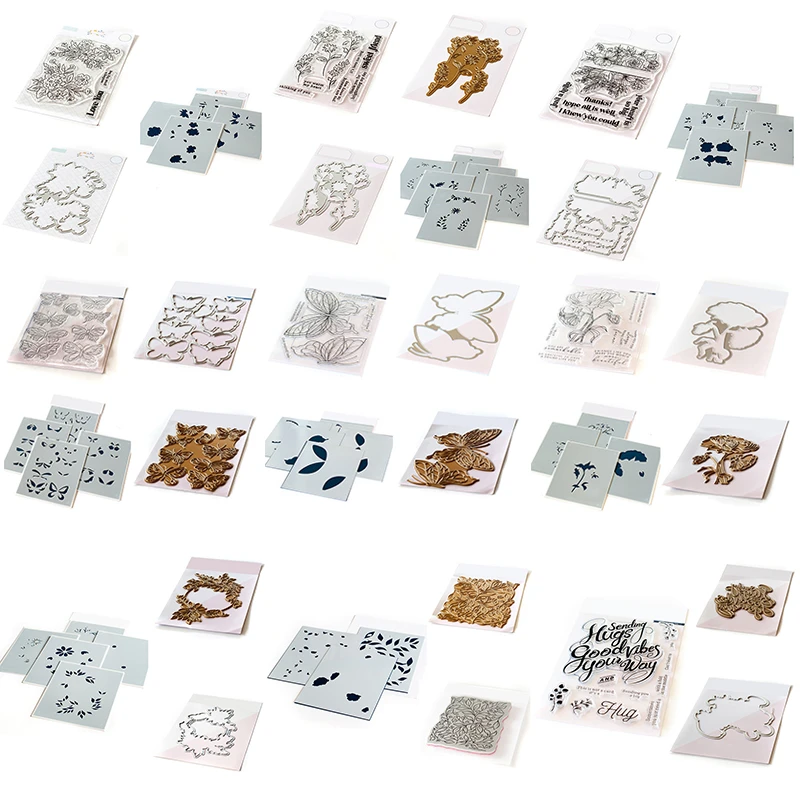 2021 New Butterfly Wreath Plastic Stencil Clear Stamps Hot Foil Metal Cutting Dies Sets For DIY Crafts Card Paper Scrapbooking