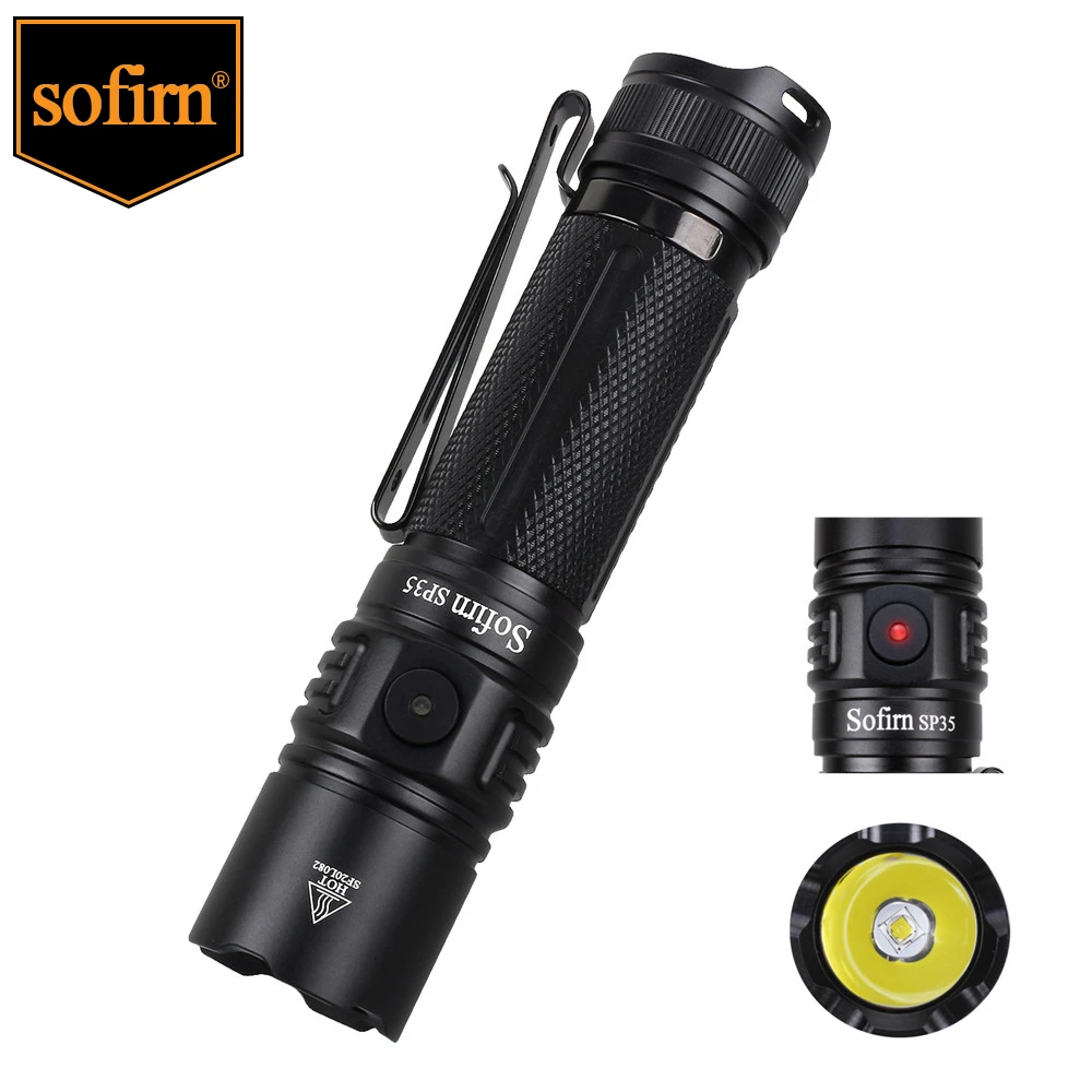 Sofirn SP35 USB C Rechargeable LED Flashlight 21700 SST40 2200lm Torch 2 Groups with Power Indicator Update ATR 5000K