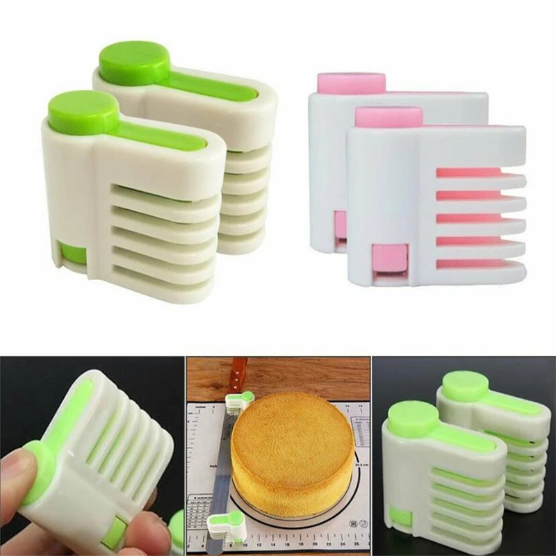 2pcs DIY Cake Pie Slicer Sheet Guide Cutter Cake Slicers 5 Layers  Server Bread Cutting Fixator Tool Kitchen Bakeware Tool