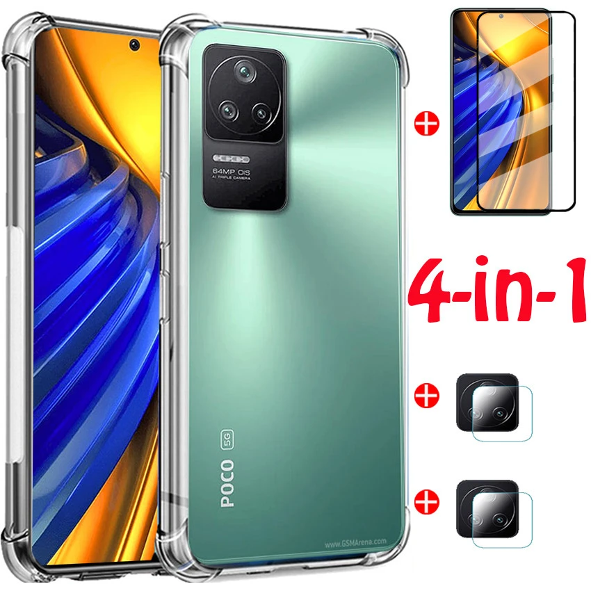 For Poco M4 Pro 5G Case,Silicone Transparent Case PocoM4 M3 X3 Pro Phone Case+Glass Poko F3 X-3 GT Cover Poco M4 Pro Funda/Capa