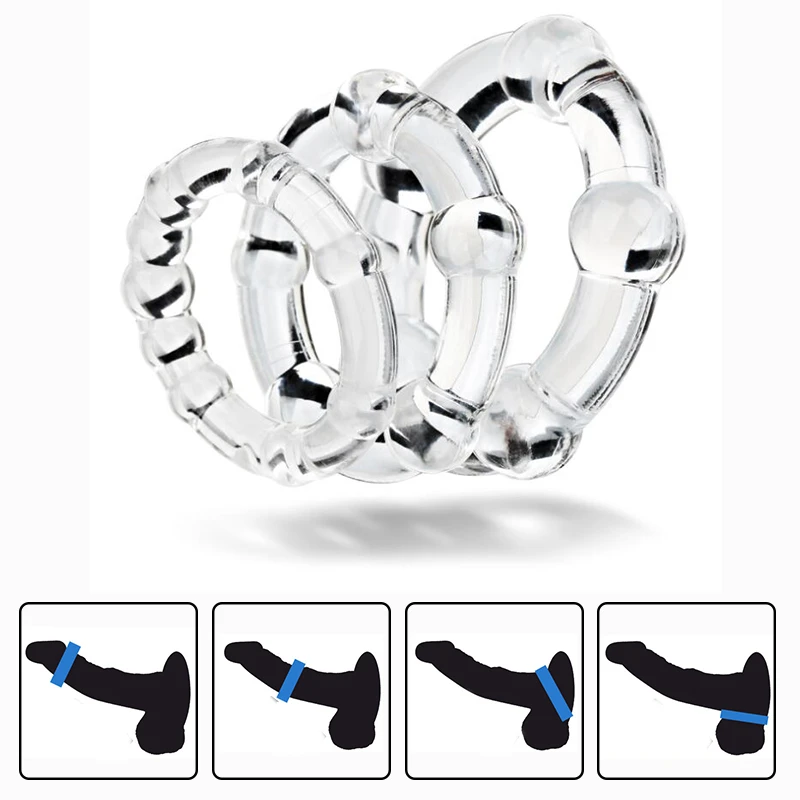 Set of 3PCS Durable Cock Rings Bead Penis Ring Male Delay Ejaculation Lasting Erection Ring Sex Toys For Men Adults