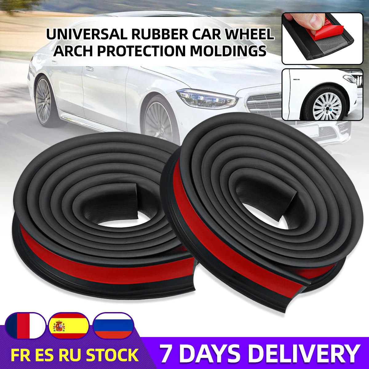 2x/4x1.5Mx3.8CM Rubber Car Anti-collision Mudguard Trim Wheel Arch Protection Moldings Universal Wheel Protection Wheel Sticker
