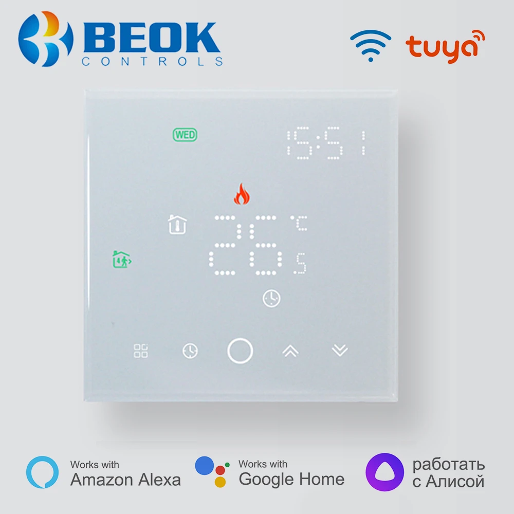 Beok Tuya Smart Life Wifi Thermostat for Electric/Water Floor Heating Home Temperature Controller Work with Alexa Google Home