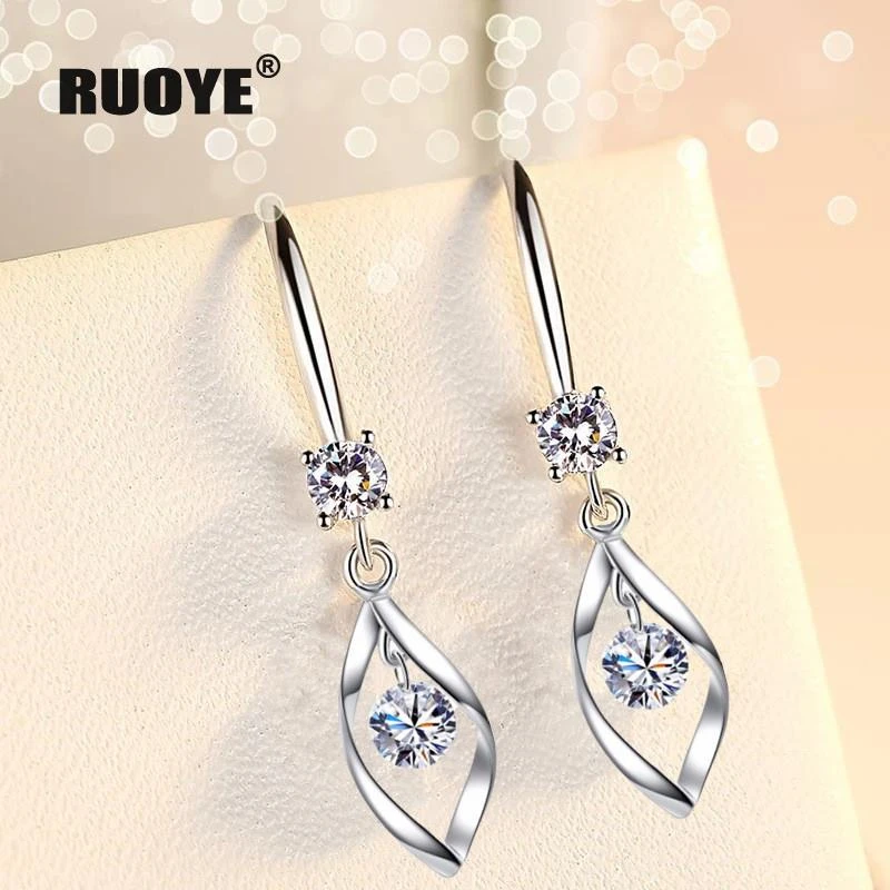 Blue Pink White Crystal 925 Sterling Silver Earrings For Women Fashion Female Jewelry New 2020