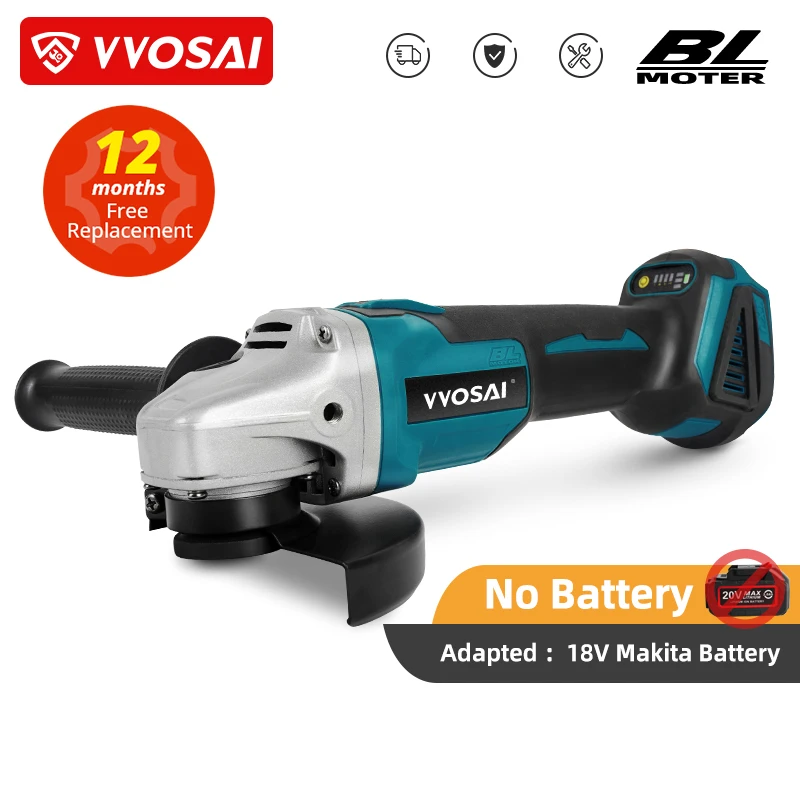 WOSAI MT-Series 20V 125mm Brushless Cordless Angle Grinder Variable Speed Cutting Machine Polisher For 18V Makita Battery