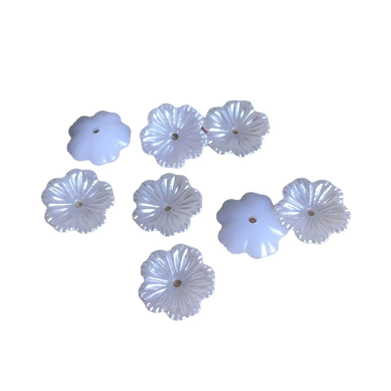 SHINE 100pcs/lot White Flower Shape Scrapbook Simulated Pearl Beads Sewing Buttons DIY Material Findings BV228