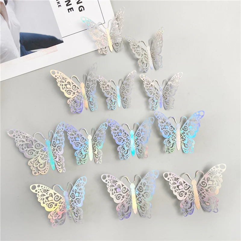 3D Effect Crystal Butterflies Wall Sticker Beautiful Butterfly for Kids Room Wall Decals Home Decoration 12pcs/lot On the Wall