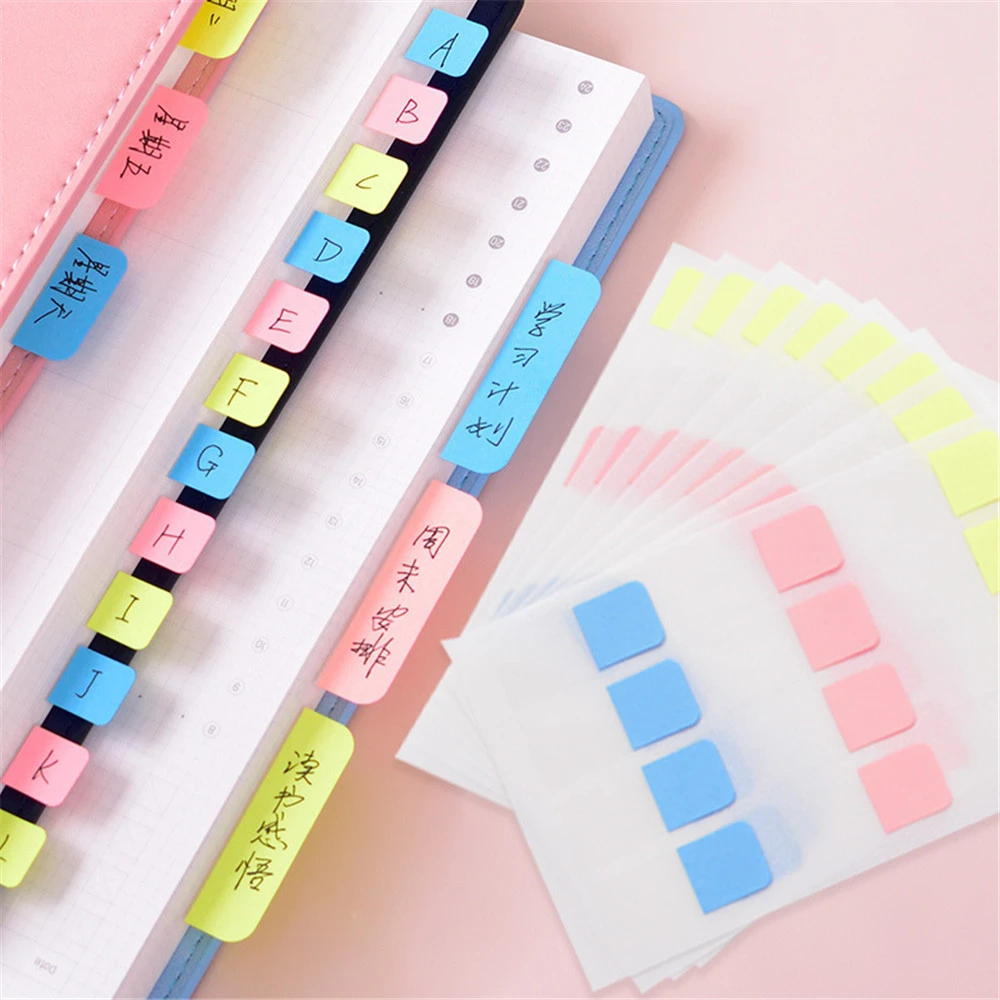 8-10sheets Candy Color Index Stickers Self Adhesive Categorized Sticky Note Label Tag for Diary Agenda Planner Writable Stickers