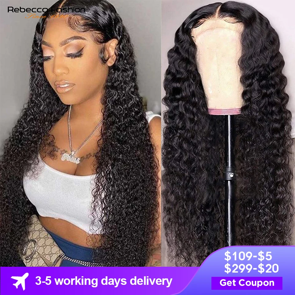 Brazilian Deep Wave T Part Lace Wig Remy HD Transparent Lace Wig Full Lace Wigs For Black Women Curly Human Hair Wig Remy Hair