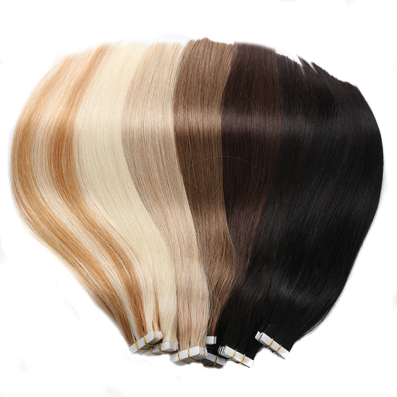 BHF Tape In Human Hair Extensions 20pcs European Remy Straight Adhensive Extension tape on Hair