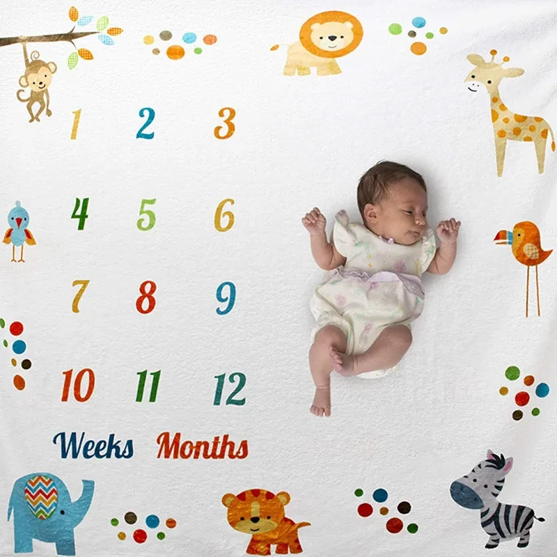 Baby Photography Props Infant Milestone Background Blanket Newborn Monthly Growth Milestone Blanket Cloth Commemorate Rug