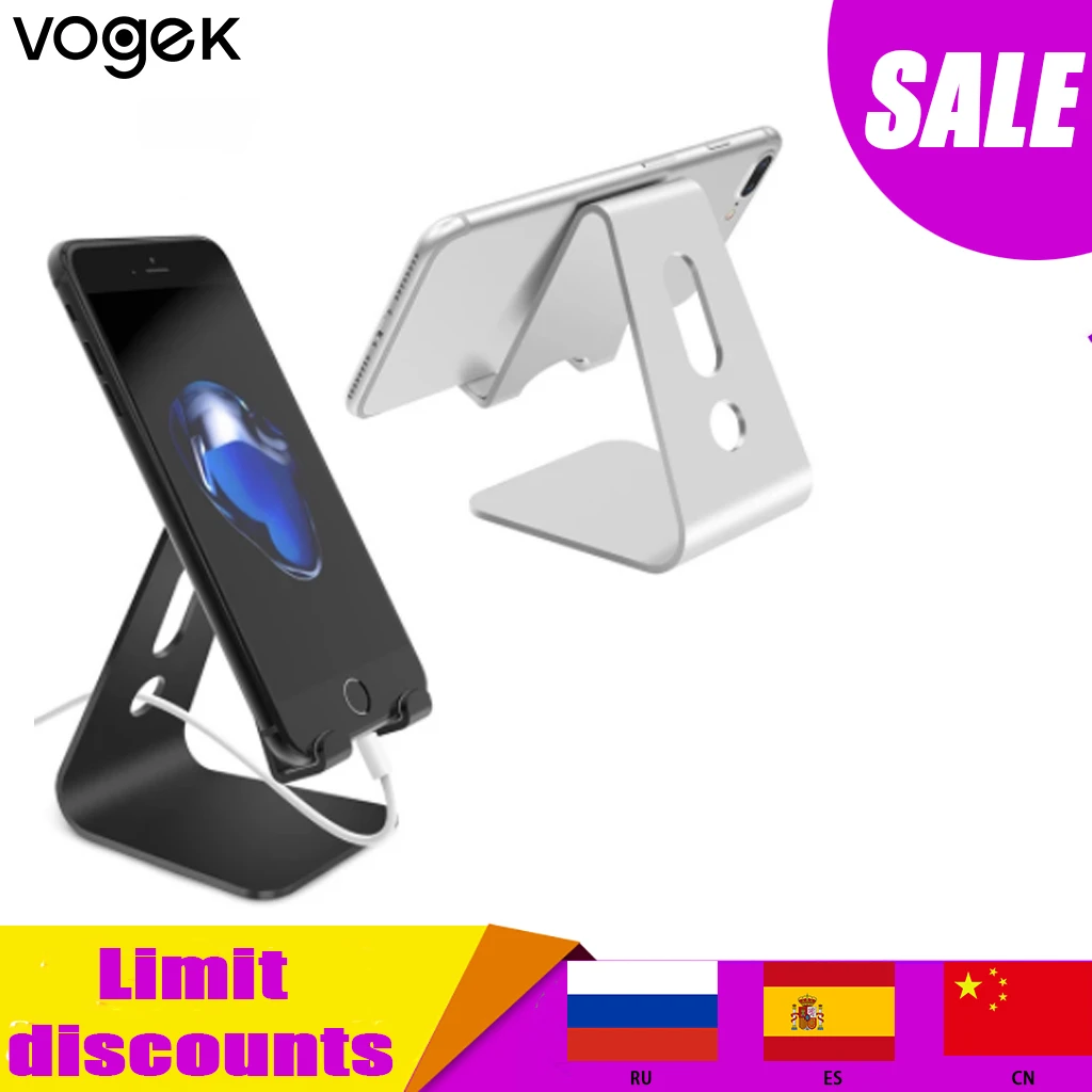 Vogek Mobile Phone Desk Holder Stand Aluminium Alloy Tablet Stand Universal Holder for iPhone 12/Xs/8 plus/ipad Samsung Xiaomi
