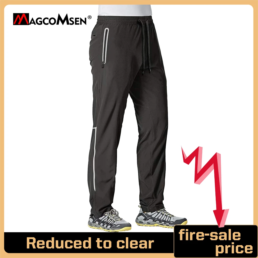 MAGCOMSEN Summer Jogger Men Pants Quick Dry Sweatpants Fitness Workout Tracksuit Trouser Elastic Waist Running Pants