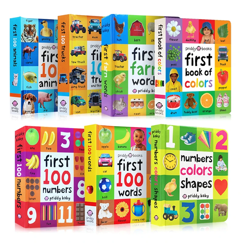 Books for Kids Early Education First 100 Animals Words In English Hardcover Board Book Children Learning English Picture Books