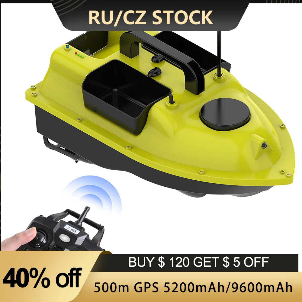 GPS Fishing Bait Boat w/ 3 Bait Containers Automatic Bait Boat 400-500M Remote Range Fishing Boat Sea Fishing Tackle 2021