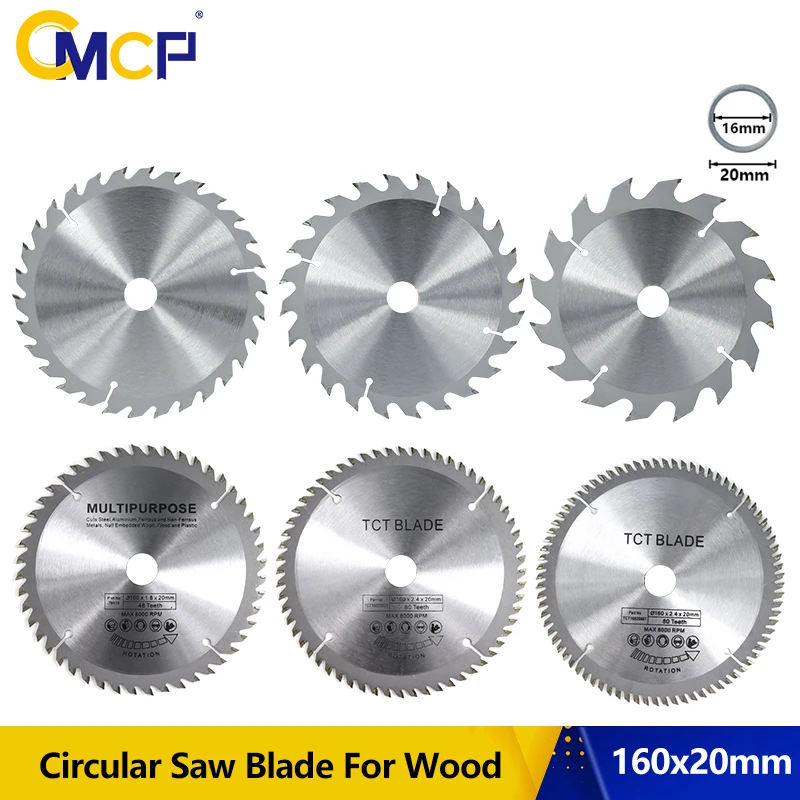 Diameter 160mm 48T Mutilfunction Woodworking Saw Blade TCT Circluar Saw Blade For Wood 60T 80T Cutting Disc