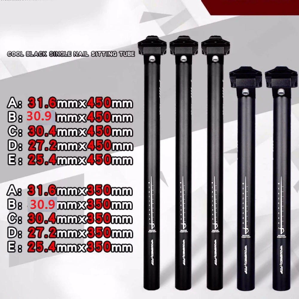 Bike Bicycle Seatpost Aluminum Alloy Black MTB Road Bike Parts 25.4/27.2/28.6/30.4/30.9/31.6/350/450mm Seat Post