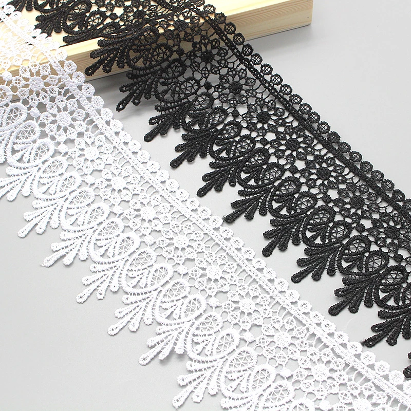 1 Yard High Quality Beautiful Black Lace Ribbon Tape 90MM Lace Trim DIY Embroidered For Sewing Decoration African Lace Fabric