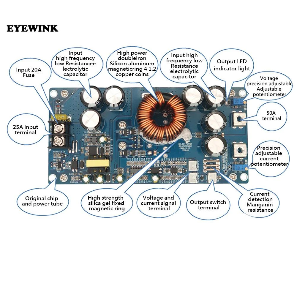 800W high power DC step-down power supply output 30A constant voltage constant current adjustable input voltage DC20V-70V module