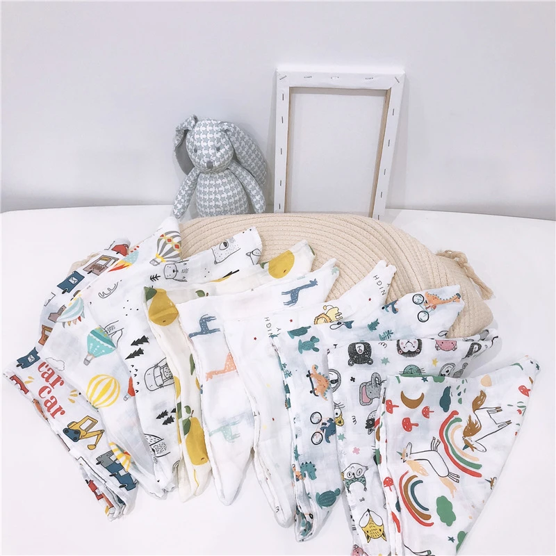 Bamboo Cotton Baby Blankets Newborn Soft Baby Blanket Muslin Swaddle Wrap Feeding Burp Cloth Towel Scarf Baby Stuff 60*60cm