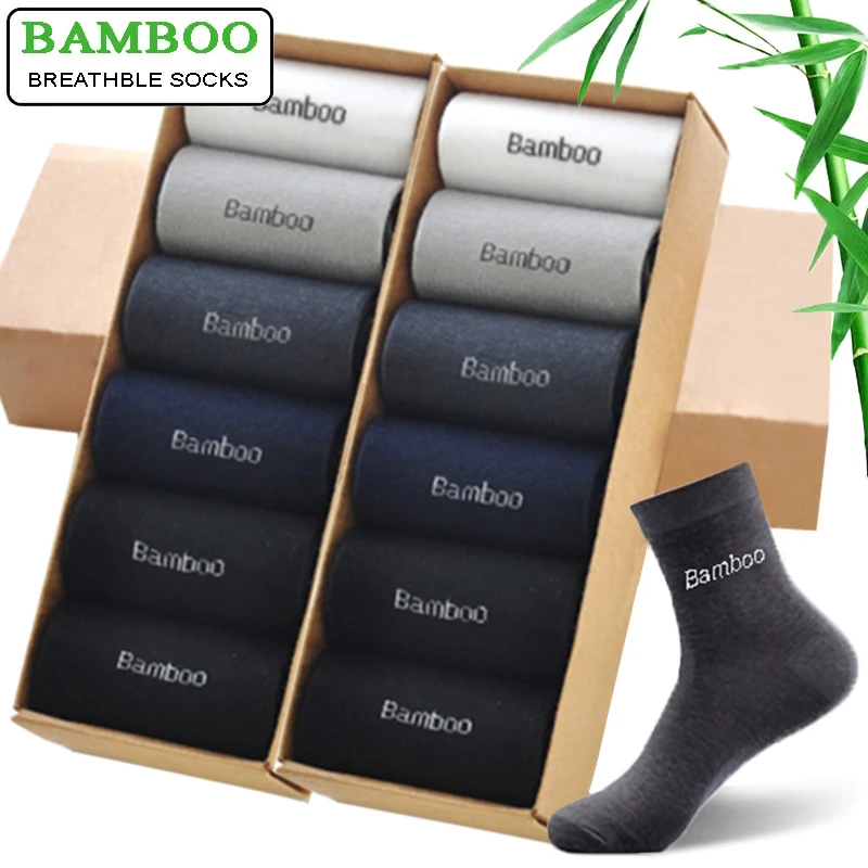 20PCS=10Pair Men Bamboo Socks Brand Comfortable Breathable Casual Business Men's Crew Socks High Quality Guarantee Sox Male Gift