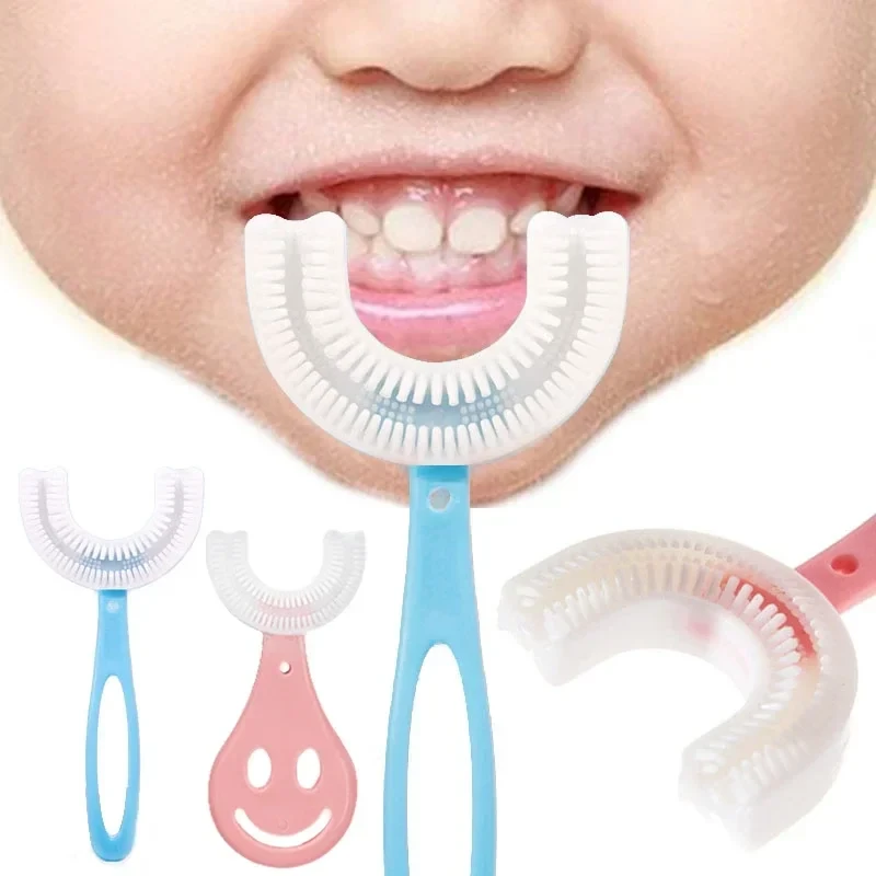 New Children'S Infant Toothbrush U Silicon Toothbrush Mouth-Cleaning Manual Cartoon Pattern Hand-Held Version 2-12T