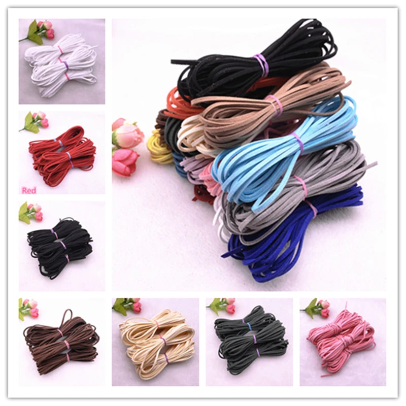 NEW 5yards/lot 3mm Flat Faux Suede Braided Cord Korean Velvet Leather Handmade Beading Bracelet Jewelry Making Thread Rope