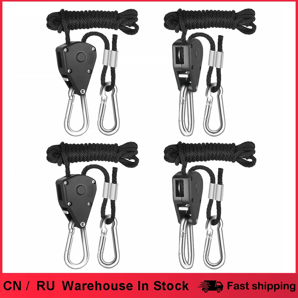 4pcs/2pcs Pulley Ratchets Kayak And Canoe Boat Bow Stern Rope Lock Tie Down Strap 1/8 Inch Heavy Duty Adjustable Rope Hanger