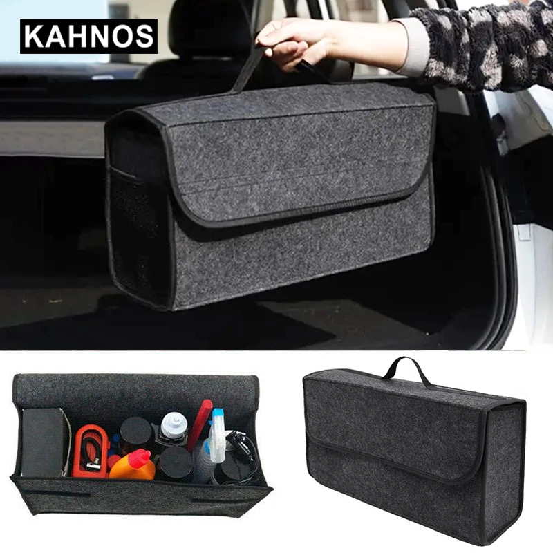 Car Organizer Bag Car Trunk Organizer Car Seat Organizer Woolen Felt Stowing Tidying Large Container Waterproof Storage Bag