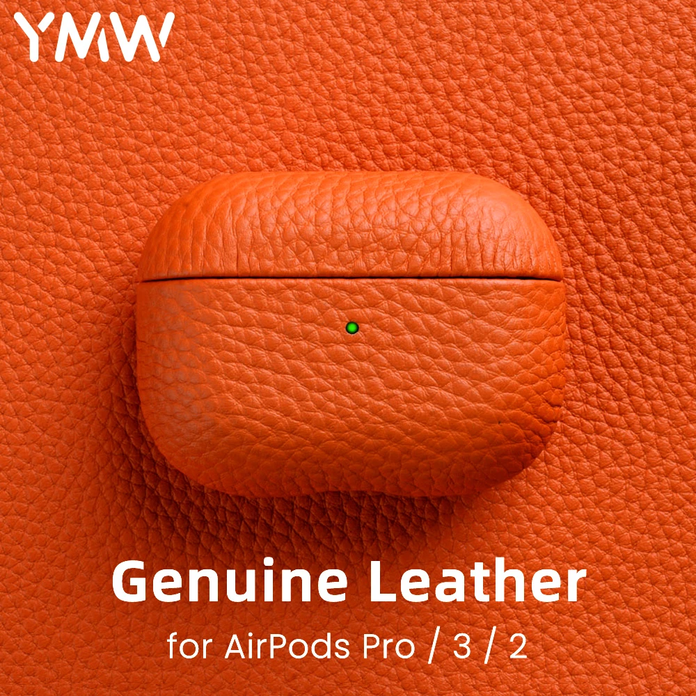 Genuine Leather For AirPods Pro Case AirPod 1 2 3 Cover Bluetooth Earphone Accessories Lychee Pattern Natural Cowhide Cases