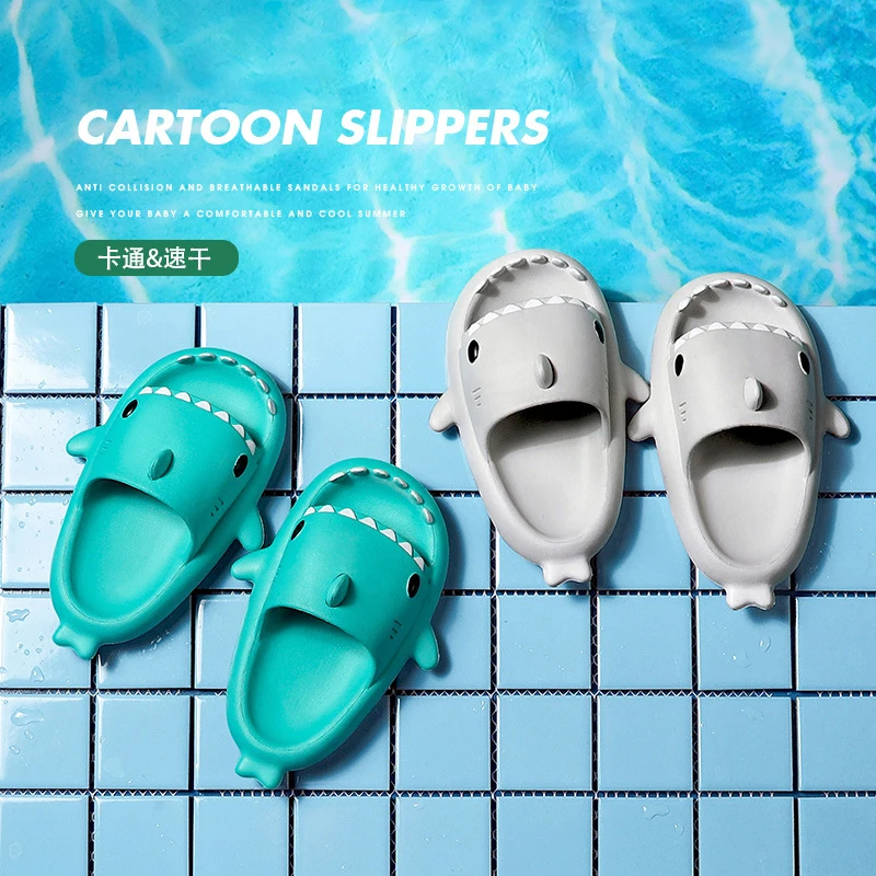 Shark Summer Children's Slippers Rainbow Shoes For Kids Toddler Baby Outdoor EVA Cartoon Print Cute Flat Heels Beach Sandals