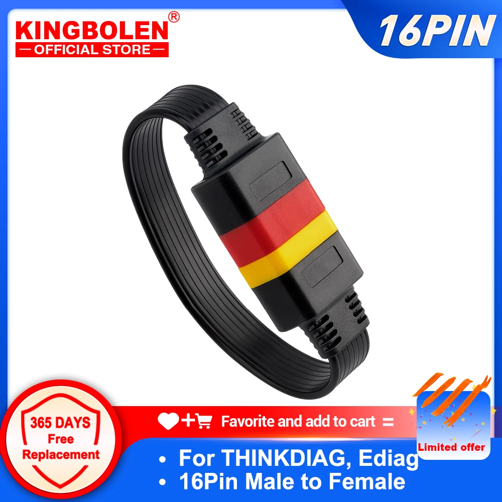 OBDII Extension cable 16 Pin Male To Female OBD2 Connector 16Pin diagnostic tool ELM327 OBD2 extended adapter 0.36m