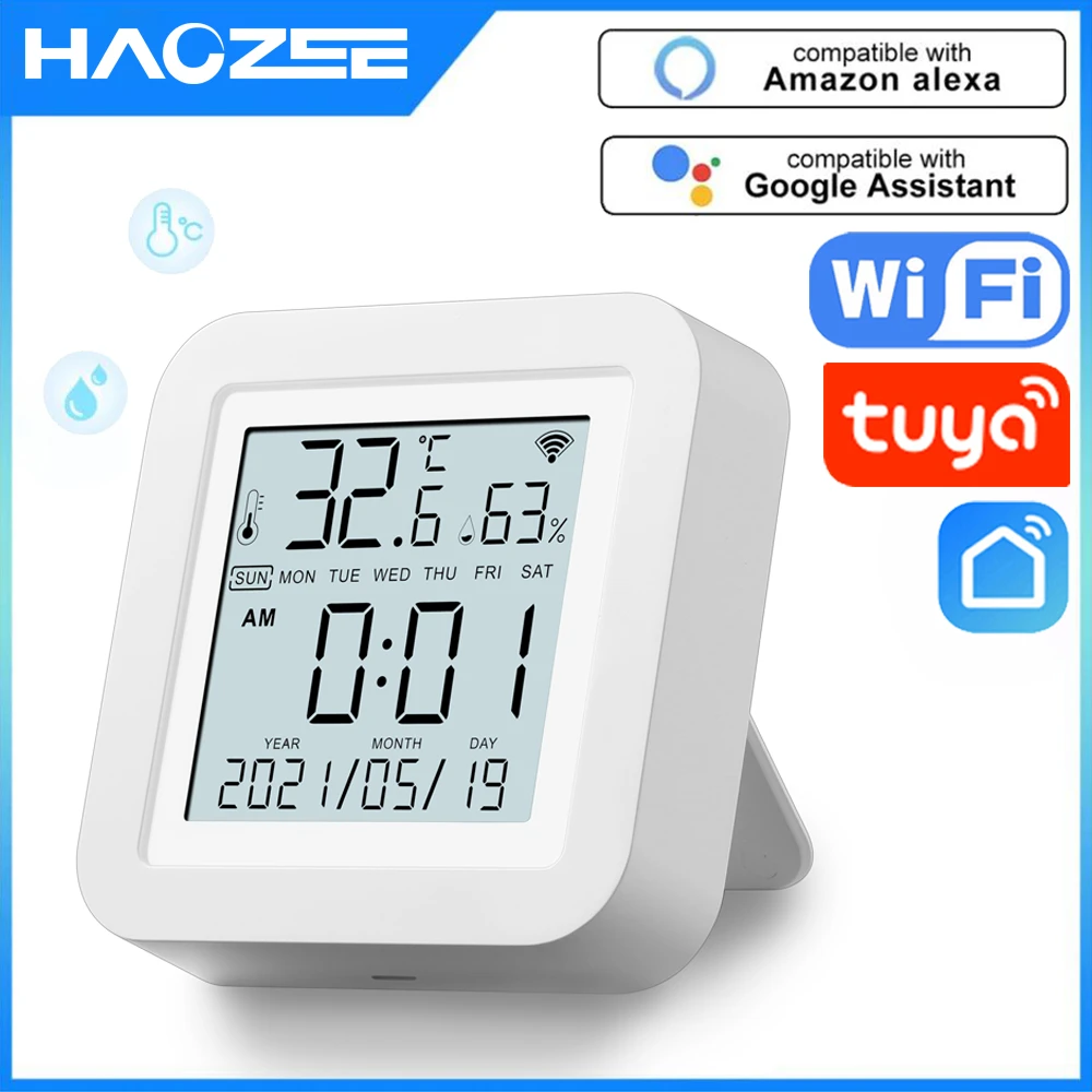 Tuya WIFI Smart Temperature Humidity Sensor Indoor Hygrometer Thermometer With LCD Display Real Time Update USB Charge