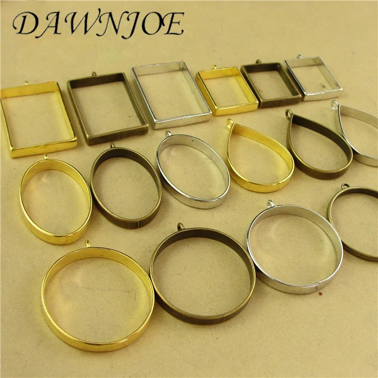 10pcs Vintage UV Epoxy Resin Charms Metal frame pendant Frame Pendant  DIY Making Necklace Pendant Jewelry Supplies Finding
