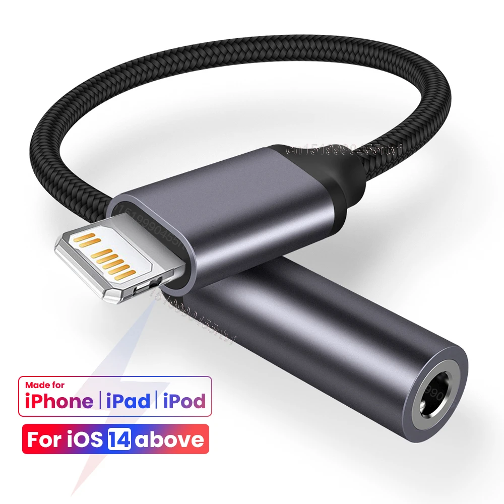 8 Pin to 3.5mm Jack AUX Cable For iPhone 13 12 11 Pro male to female Adapter Headphone Connector Audio Splitter for iOS 14 Above