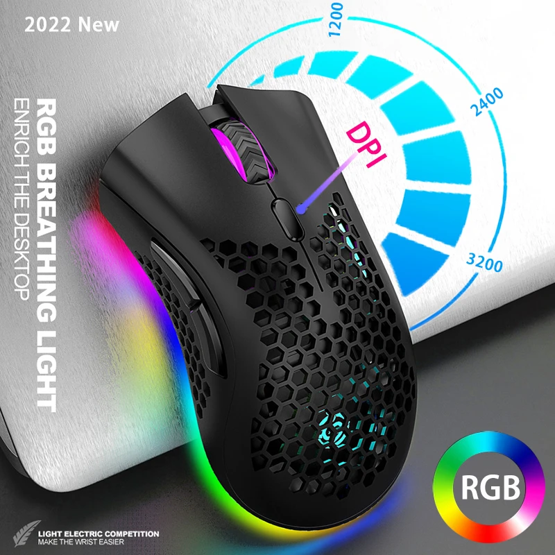 Rechargeable USB 2.4G Wireless RGB Light Honeycomb Gaming Mouse for Desktop PC Computers Notebook Laptop Mice Mause Gamer Cute