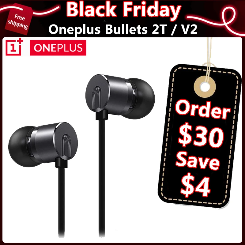Original OnePlus Type-C 3.5mm Bullets Earphones OnePlus Bullets 2T V2 In-Ear Headset With Remote Mic for Oneplus 6T Mobile Phone