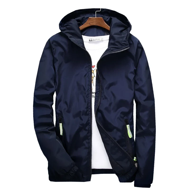 Jacket Men's Large Size Summer Bomber Spring Windbreaker cloth Streetwear Coat Hood 2021 Fashion Male Clothing 7XL Plus Size 6XL