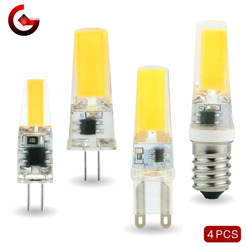4pcs/lot G4 G9 E14 LED 3W 6W Light Bulb AC/DC 12V 220V LED Lamp COB Spotlight Chandelier Replace Halogen Lamps Cold/Warm white