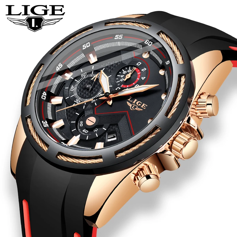 LIGE Fashion Mens Watches Top Luxury Brand Men Unique Sports Watch Men's Quartz Clock Waterproof Wrist Watch Relogio Masculino