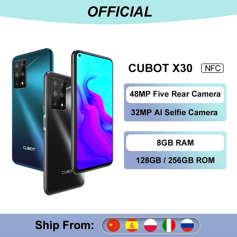 Cubot X30 Cellphone Global Version 48MP Five Camera 32MP Selfie 8GB+128GB NFC 6.4